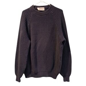 Vtg 90s WhalerKnits Mens XL Blue Cotton Shaker Knit Crewneck Sweater Made in USA